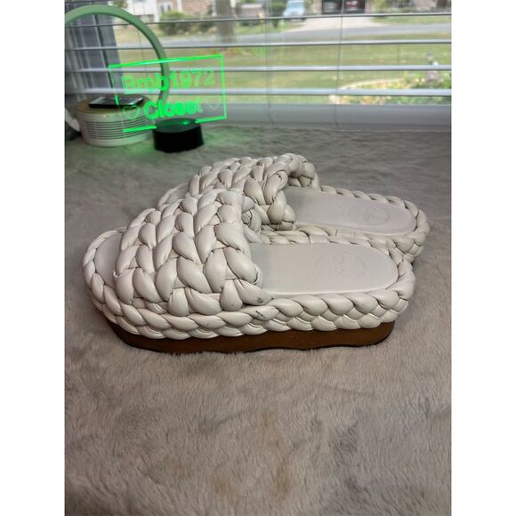 Chloé Women's Ivory Leather Slide Sandals Braided Design Casual Summer s… - Picture 6 of 13
